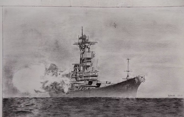 1989年，现代化改装后的密苏里号战列舰主炮轮射