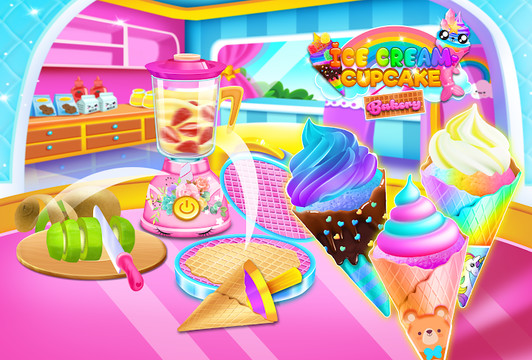 Mermaid Glitter Cupcake Chef - Ice Cream Cone Game图片4