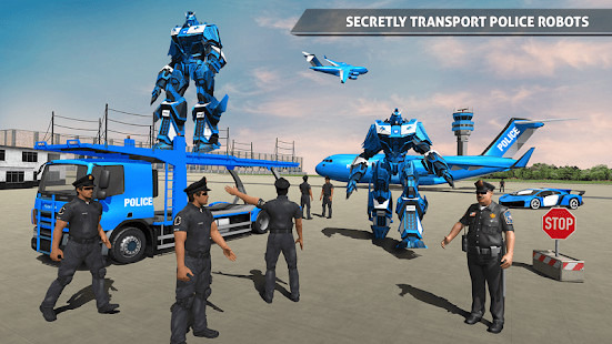 警察机器人汽车游戏 - 警察飞机运输图片5