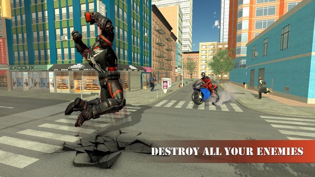 超级蜘蛛英雄飞行自行车城市之战图片3