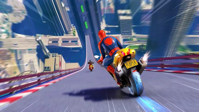 超级英雄自行车特技GT赛车 - 大型斜坡游戏图片1