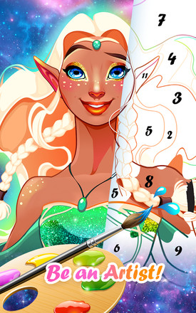 童话公主数字填色 - 画画数字填色童话公主游戏涂鸦截图5
