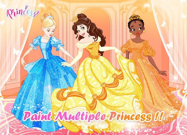 童话公主数字填色 - 画画数字填色童话公主游戏涂鸦截图4