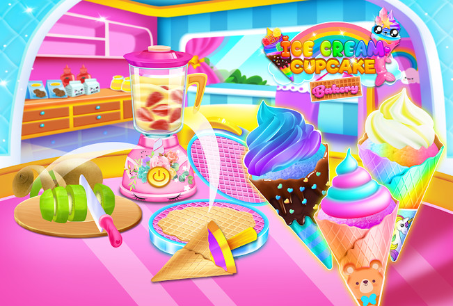 Mermaid Glitter Cupcake Chef - Ice Cream Cone Game截图1