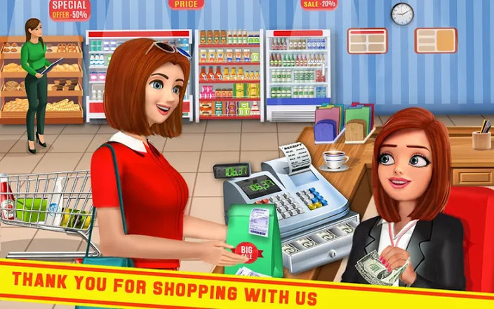 超市收银机Sim：女孩收银员游戏截图4