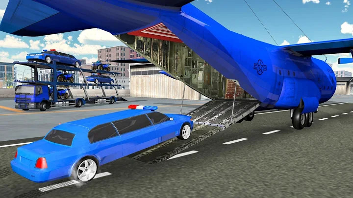 US Police limousine Car Quad Bike Transporter Game截图4