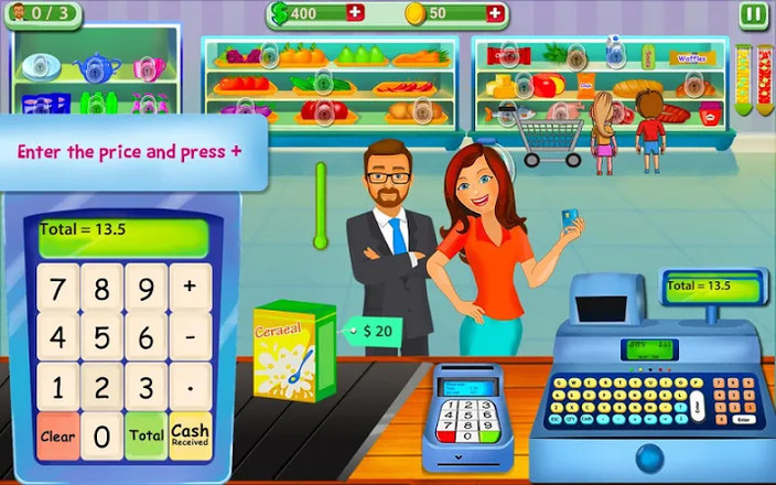 超市收银机Sim：女孩收银员游戏截图1