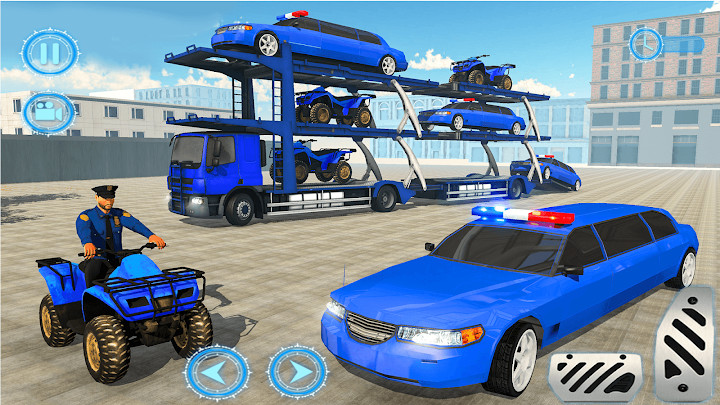 US Police limousine Car Quad Bike Transporter Game截图1