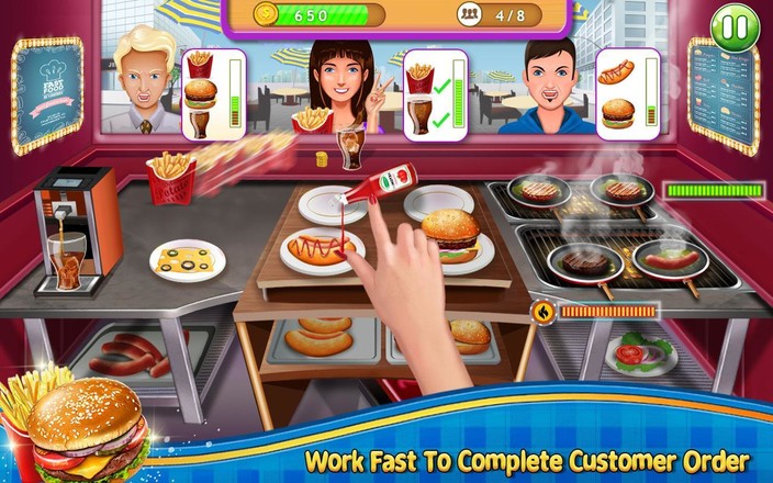 疯狂的汉堡食谱烹饪游戏：厨师故事截图1