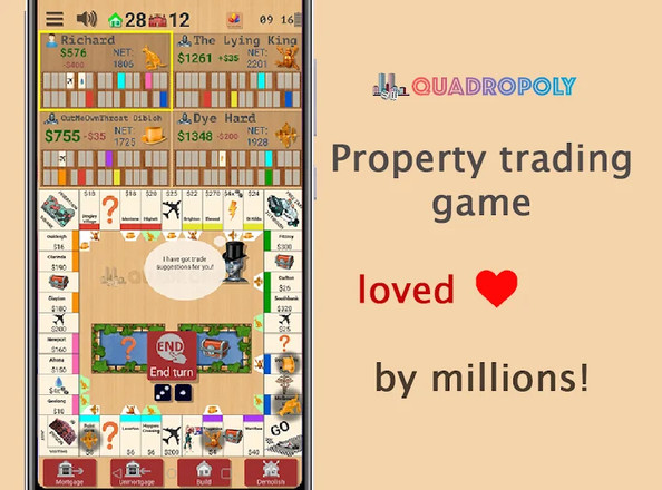 Quadropoly Classic Business Board with Smart AI截图5