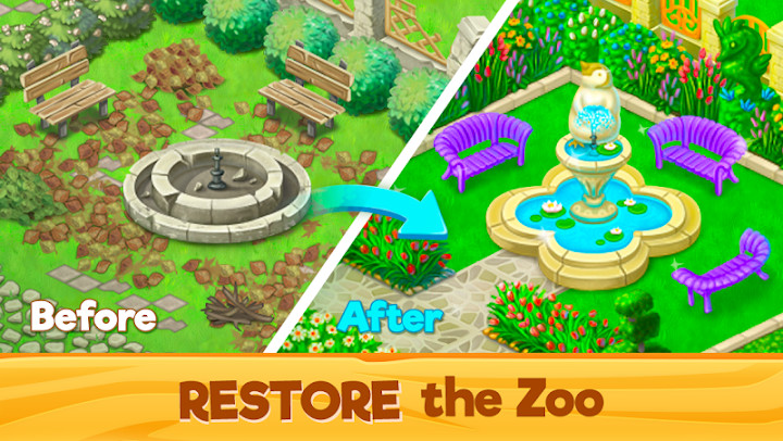 动物大营救：休闲三消模式+动物模拟经营 (Zoo Rescue)截图6