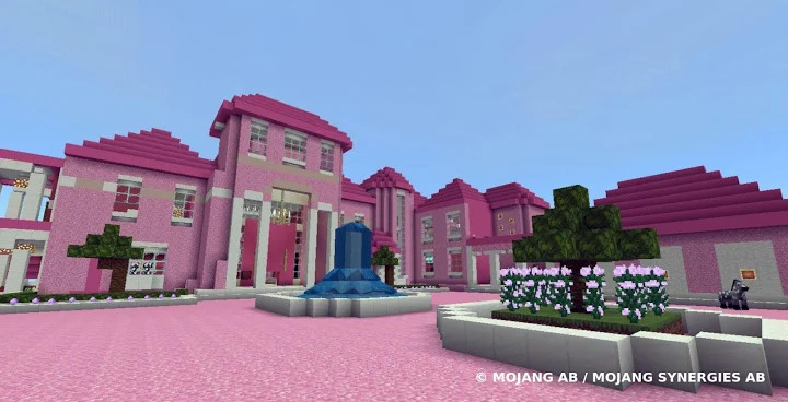 Pink house with furniture. Craft maps and mods截图3