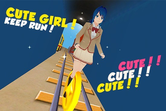 Anime Girl Subway Train Run截图1
