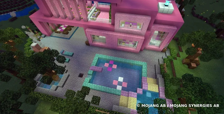Pink house with furniture. Craft maps and mods截图1
