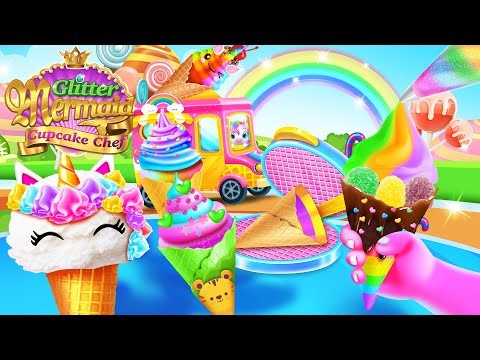 Mermaid Glitter Cupcake Chef - Ice Cream Cone Game截图